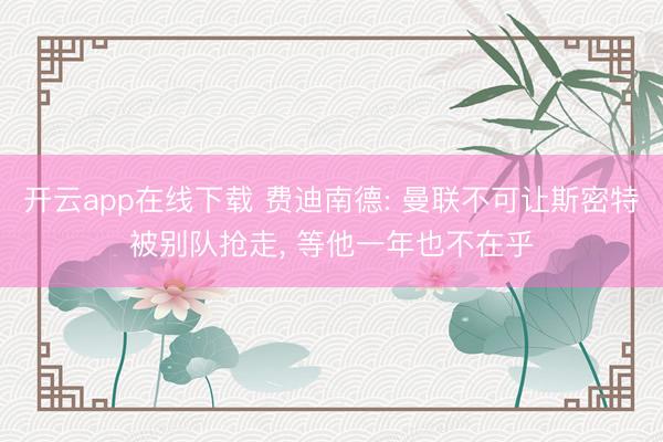 开云app在线下载 费迪南德: 曼联不可让斯密特被别队抢走, 等他一年也不在乎
